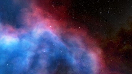 Plakat nebula gas cloud in deep outer space, science fiction illustration, colorful space background with stars 3d render 