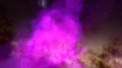 Space background with realistic nebula and shining stars. Colorful cosmos with stardust and milky way. Magic color galaxy. Infinite universe and starry night. 3d render
