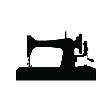 Black sewing machine icon on a white background.