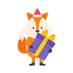 fox with gift christmas character