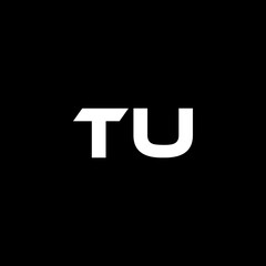 TU letter logo design with black background in illustrator, vector logo modern alphabet font overlap style. calligraphy designs for logo, Poster, Invitation, etc.