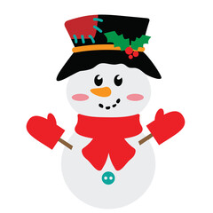 Cute Christmas snowman vector cartoon illustration