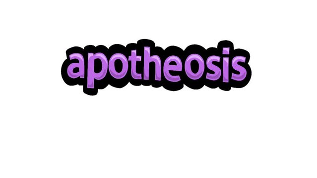 White screen animation video written APOTHEOSIS
