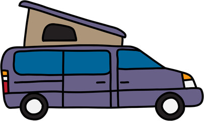 camping car doodle freehand drawing.