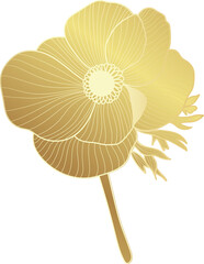 Luxury gold line art flower