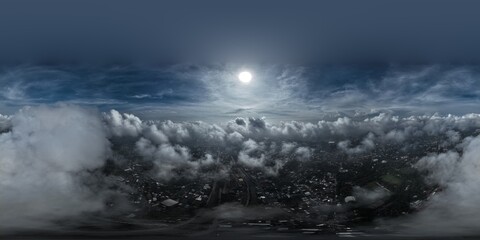 flying up over the clouds with dark blue horizon feeling freedom and peaceful with sky amost floating out of the world