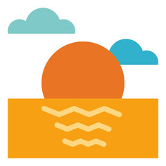 sunset flat icon style