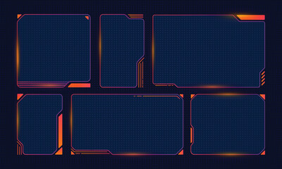 Hud frames futuristic text box border frame scifi digital screen hologram panel vector