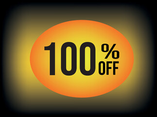 100 percent on a rectangular banner with gradient ellipse