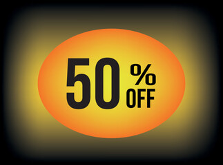 50 percent on a rectangular banner with gradient ellipse