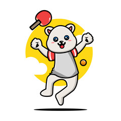 Cute polar playing table tennis