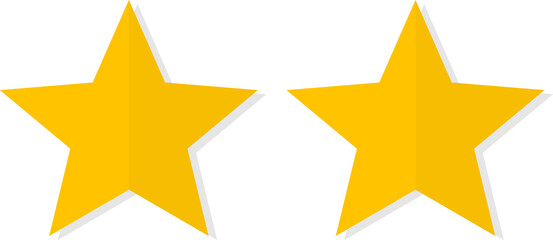 RATING ICON TWO YELLOW STARS WITH SHADOW, PNG