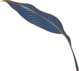 Luxury tropical gold line leaf