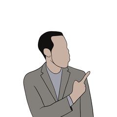 Isolated Young handsome man set in different poses on white background illustration