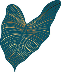 Tropical leaf gold line art illustration