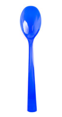 A Blue Plastic Spoon on a White Background
