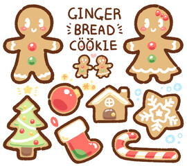 Fototapeta premium gingerbread cookie cartoon drawing set