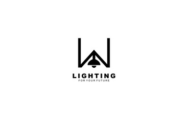 W logo lightning for identity. electrical template vector illustration for your brand.
