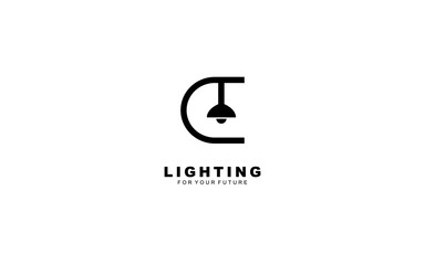 C logo lightning for identity. electrical template vector illustration for your brand.
