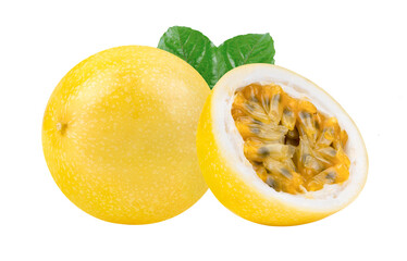 Yellow passion fruit isolated on transparent png