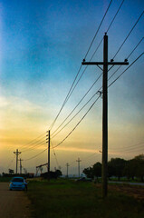 power lines at sunset