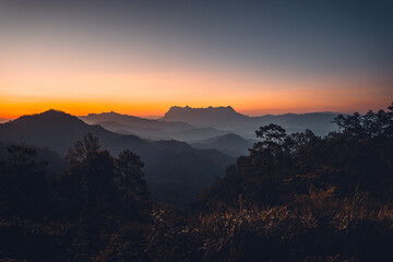 Mountain sunrise,Mountain scenery and early morning light