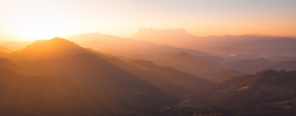 Mountain sunrise,Mountain scenery and early morning light