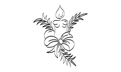 Vintage Holiday Icon. Hand Drawn outline Christmas Illustration. Vector element for Christmas Design