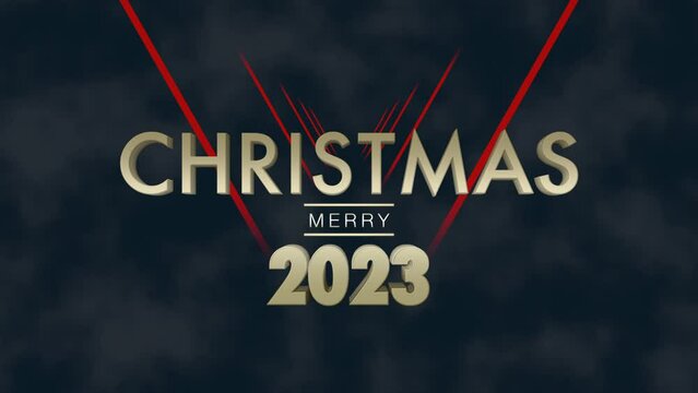 2023 and Merry Christmas with red awards lines in night, motion abstract holidays, awards, happy new year and winter style background