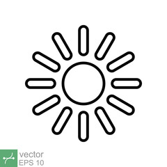 Sun icon. Simple flat style. Nature logo, contemporary, sunset, summer concept. Vector illustration isolated on white background. EPS 10.