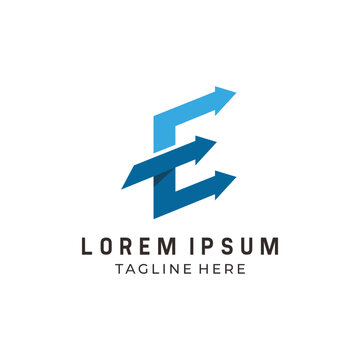 Letter E arrow logo icon design template element. Vector color sign.