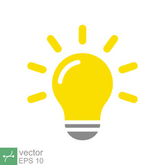 Light bulb icon. Simple flat style. glow lamp, idea, solution, inspiration, yellow lightbulb, technology concept. Vector illustration isolated on white background. EPS 10.