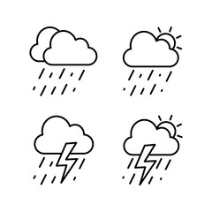 forecast, cloud, weather, sky, rain, climate, thunderstorm, set, vector, sun, cloudy, sunny, storm, icon, temperature, meteorology, snow, cold, clear, symbol, lightning, sign, design, background, rain
