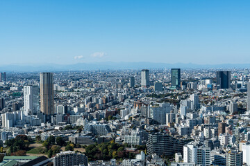 東京恵比寿の高層ビルから望む都市景観