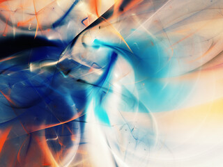 blue and orange abstract fractal background 3d rendering illustration