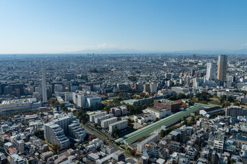 東京恵比寿の高層ビルから望む都市景観