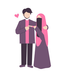 Romantic Muslim couple. Pregnancy test. 