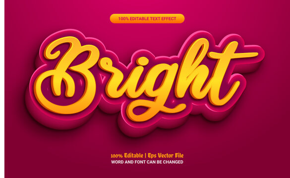 Bright 3d editable premium vector text effect	
