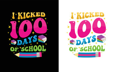 100 day of school colorful tshirt design vector for print on demand,