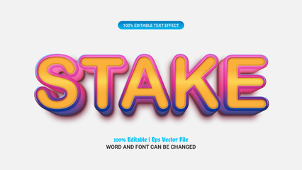 Stake 3d editable premium vector text effect	
