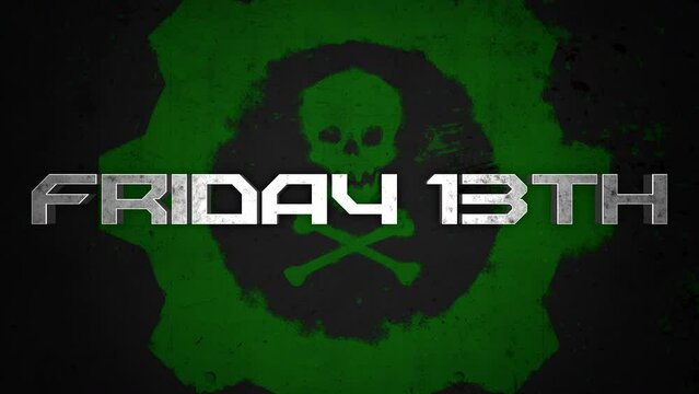 Friday 13 th with skull and toxic sign on grunge texture, motion holidays and horror style background
