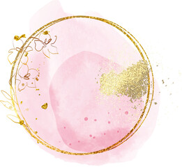 Watercolor geometric shape gold frame