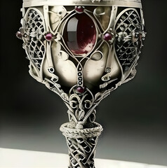 Fototapeta na wymiar A magnificently carved goblet set with precious stones