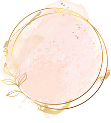 Watercolor geometric shape gold frame
