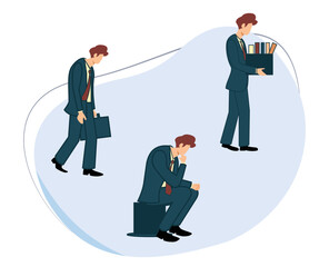 Fototapeta premium employees lost their jobs. stressed employees. businessman failed. desperate businessman. flat design vector illustration