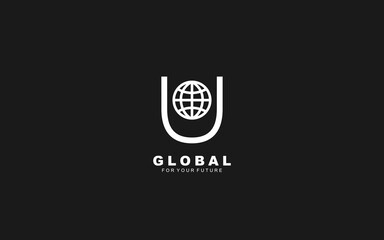U logo GLOBE for identity. NETWORK template vector illustration for your brand.