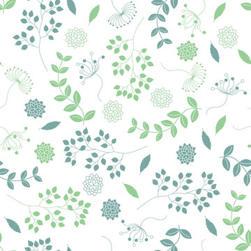 ボタニカルな植物柄のシームレスパターン © Daphnia