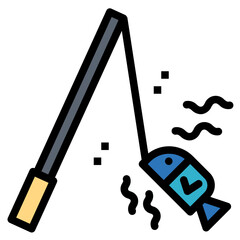 fishing filled outline icon style