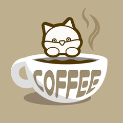 CAT IN A CUP OF COFFEE