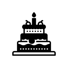 Black solid icon for cakes